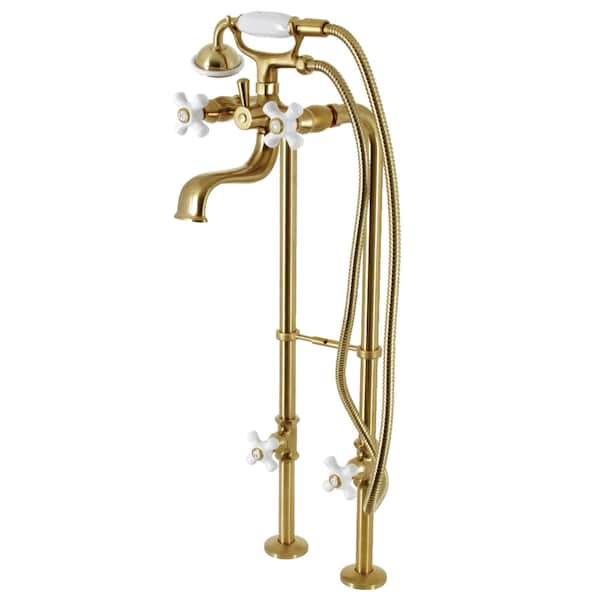 Kingston Brass CCK226PXK7 Freestanding Clawfoot Tub Faucet Package with Supply Line, Brushed Brass CCK226PXK7 - main